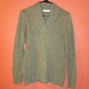 Liz Claiborne Woman Large Green Pink Warm Business Party Long Sleeve Sweater